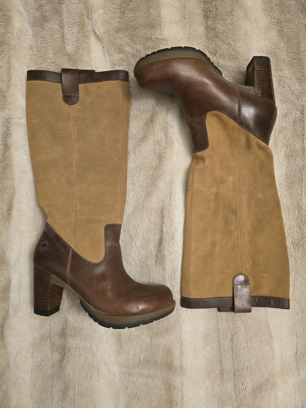 RARE Dr. Martens "JOSIE" 2 Tone Brown Suede And Leather Knee Boots SZ9